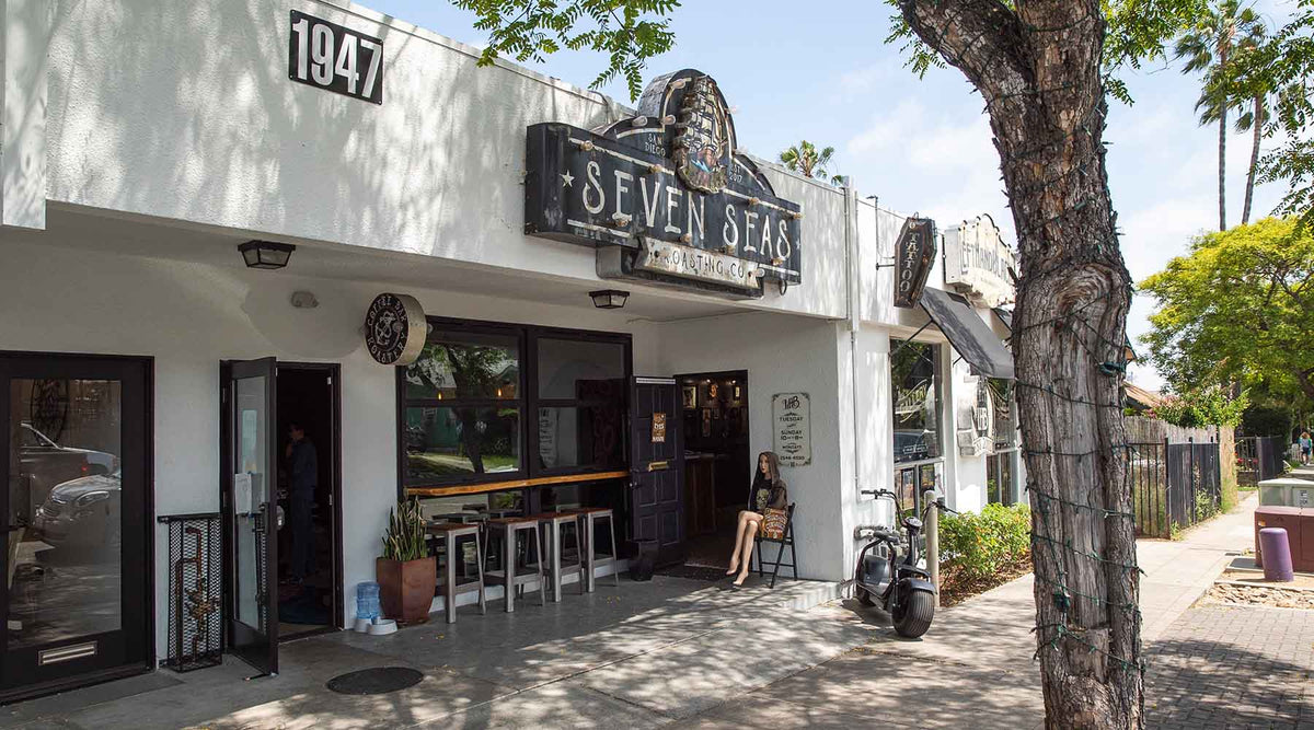 San Diego specialty coffee roaster cafe in a sunny day