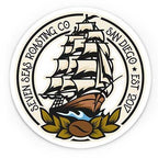 sticker of seven seas roasting ship logo
