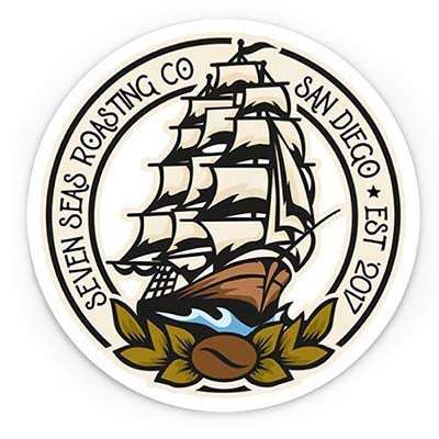 sticker of seven seas roasting ship logo